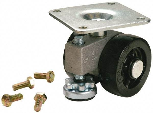 Sunnex - 1" Wide, Nylon Swivel Caster - 800 Lb Capacity, Top Plate Mount, 3.54" x 3.54" Plate, Ball Bearing - Caliber Tooling