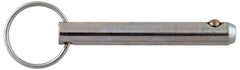 Gibraltar - 3/8" Pin Diam, 2-7/8" Long, Zinc Plated Stainless Steel Ball Lock Hitch Pin - 2-1/2" Usable Length - Caliber Tooling