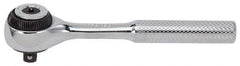 Proto - 1/4" Drive Round Head Standard Ratchet - Chrome Finish, 4-1/2" OAL, 72 Gear Teeth, Standard Knurled Handle, Standard Head - Caliber Tooling