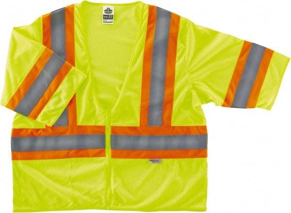 Ergodyne - Size 4X/5XL High Visibility Lime Mesh General Purpose Vest - 58 to 64" Chest, ANSI/ISEA 107, Zipper Closure, 1 Pocket, Polyester - Caliber Tooling