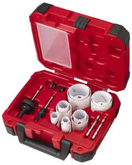 Milwaukee Tool - 15 Piece, 3/4" to 2-1/2" Saw Diam, General Purpose Hole Saw Kit - Bi-Metal, Toothed Edge, Pilot Drill Model No. 49-56-8010, Includes 11 Hole Saws - Caliber Tooling