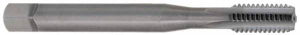 OSG - 1/4-28 UNF 2B 4 Flute Bright Finish Solid Carbide Straight Flute Machine Tap - Bottoming, Right Hand Thread, 2-1/2" OAL, 1" Thread Length, Oversize - Exact Industrial Supply