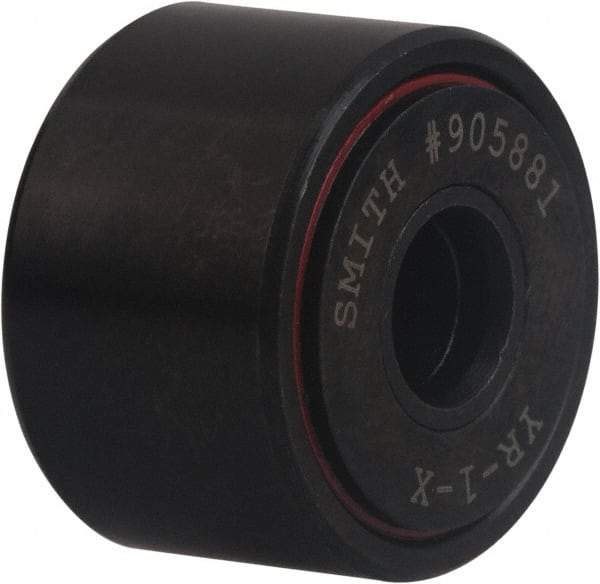 Accurate Bushing - 1/4" Bore, 7/8" Roller Diam x 1/2" Roller Width, Carbon Steel Yoke Cam Follower - 2,140 Lb Dynamic Load Capacity, 9/16" Overall Width - Caliber Tooling