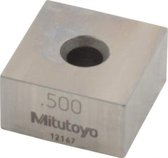 Mitutoyo - 0.5" Square Steel Gage Block - Accuracy Grade 0, Includes Certificate of Inspection - Caliber Tooling