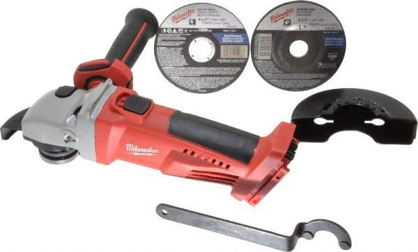 Milwaukee Tool - 4-1/2" Wheel Diam, 8,000 RPM, Cordless Cutoff & Cutoff-Grinder Tool - Right Angle Handle - Caliber Tooling