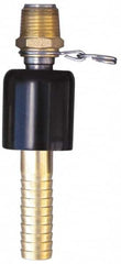 SuperKlean - 1/2 NPT x 5/8" Hose Barb, Ball Type Swivel Hose Adapter - Brass & Stainless Steel - Caliber Tooling