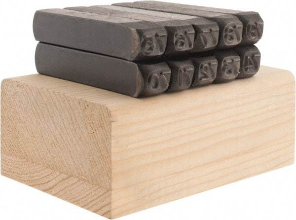 Made in USA - 10 Piece, 1/4" Character Steel Stamp Set - Double Digit Figures, Double Digits - Caliber Tooling