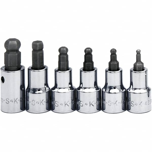 SK - 6 Piece 3/8" Drive Inch Ball Hex Bit Socket Set - 5/32 to 3/8" Hex - Caliber Tooling