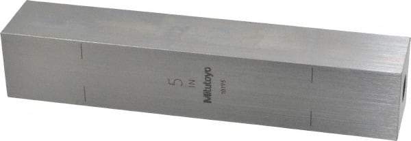 Mitutoyo - 5" Square Steel Gage Block - Accuracy Grade 0, Includes Certificate of Inspection - Caliber Tooling