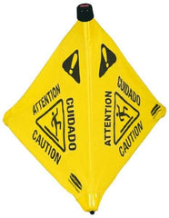 Rubbermaid - Caution, 21" Wide x 20" High, Plastic Floor Sign - POP-UP, Black on Yellow, For Accident Prevention - Caliber Tooling