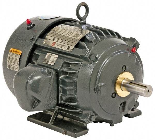 US Motors - 10 hp, TEFC Enclosure, No Thermal Protection, 3,520 RPM, 460 Volt, 60 Hz, Three Phase Premium Efficient Motor - Size 215 Frame, Rigid Mount, 1 Speed, Ball Bearings, 11.8 Full Load Amps, F Class Insulation, Reversible - Caliber Tooling