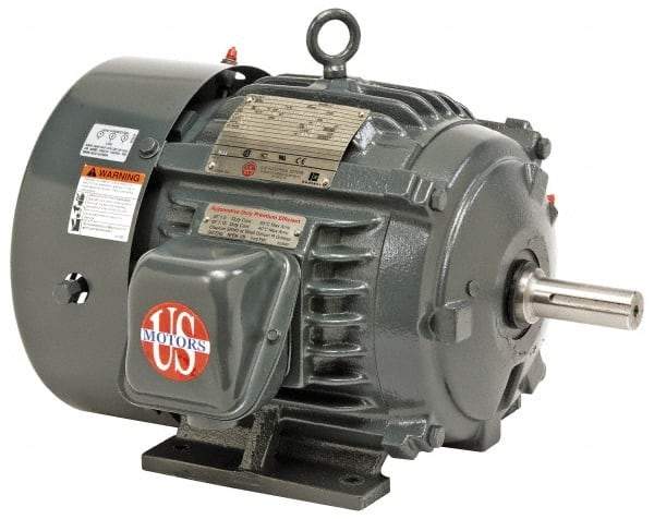 US Motors - 40 hp, TEFC Enclosure, No Thermal Protection, 890 RPM, 460 Volt, 60 Hz, Three Phase Premium Efficient Motor - Size 405 Frame, Rigid Mount, 1 Speed, Ball Bearings, 52 Full Load Amps, F Class Insulation, Reversible - Caliber Tooling