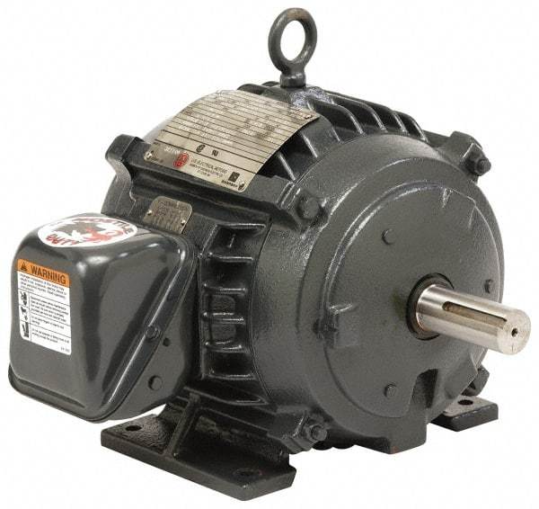 US Motors - 2 hp, TEFC Enclosure, No Thermal Protection, 875 RPM, 230/460 Volt, 60 Hz, Three Phase Energy Efficient Motor - Size 213 Frame, Rigid Mount, 1 Speed, Ball Bearings, 7.6/3.8 Full Load Amps, F Class Insulation, Reversible - Caliber Tooling