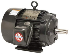 US Motors - 5 hp, TEFC Enclosure, No Thermal Protection, 1,185 RPM, 460 Volt, 60 Hz, Three Phase Energy Efficient Motor - Size 254 Frame, Rigid Mount, 2 Speed, Ball Bearings, 6.7 Full Load Amps, F Class Insulation, Reversible - Caliber Tooling