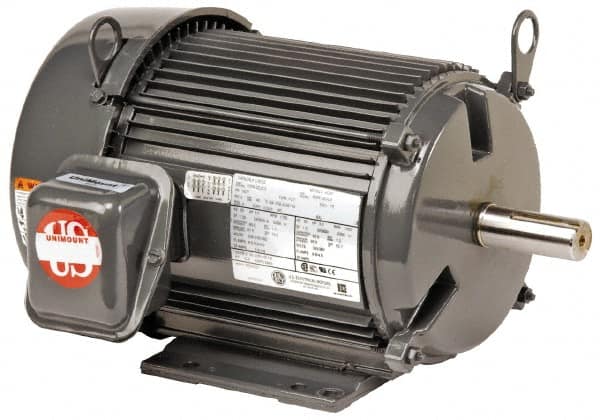 US Motors - 7-1/2 hp, TEFC Enclosure, No Thermal Protection, 1,780 RPM, 460 Volt, 60 Hz, Three Phase Premium Efficient Motor - Size 254 Frame, Rigid Mount, 2 Speed, Ball Bearings, 10.1 Full Load Amps, F Class Insulation, Reversible - Caliber Tooling