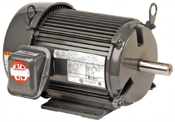 US Motors - 3 hp, TEFC Enclosure, No Thermal Protection, 1,735 RPM, 460 Volt, 60 Hz, Three Phase Premium Efficient Motor - Size 182 Frame, Rigid Mount, 2 Speed, Ball Bearings, 4.4 Full Load Amps, F Class Insulation, Reversible - Caliber Tooling