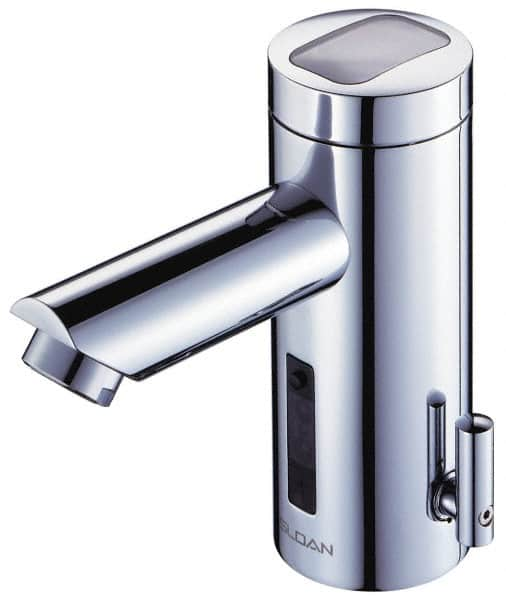 Sloan Valve Co. - Chrome Single Hole Electronic & Sensor Faucet with External Mixer - Powered by Battery, Standard Spout, 4" Mounting Centers - Caliber Tooling