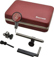 Starrett - 7 Piece, 0" to 0.03" Measuring Range, 1-3/8" Dial Diam, 0-15-0 Dial Reading, Red Dial Test Indicator Kit - 13/16" Contact Point Length, 2mm Ball Diam, 0.0005" Dial Graduation - Caliber Tooling