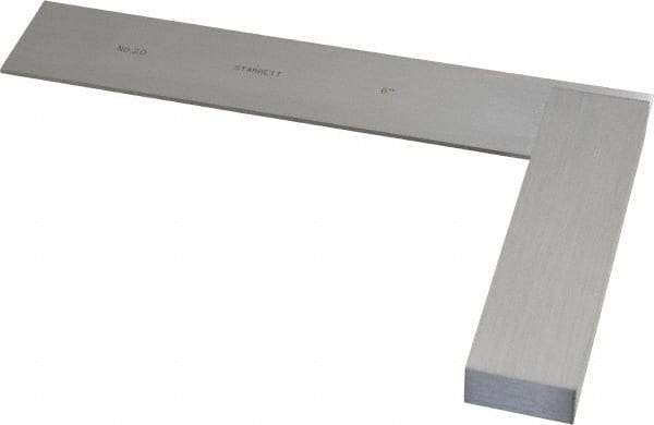 Starrett - 6" Blade Length, 4-5/16" Base Length Steel Square - 0.0025mm Accuracy - Caliber Tooling