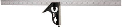 Starrett - 2 Piece, 24" Combination Square Set - 1/16, 1/32, 1/64 & 1/8" (4R) Graduation, Steel Blade, Forged Steel Square Head - Caliber Tooling