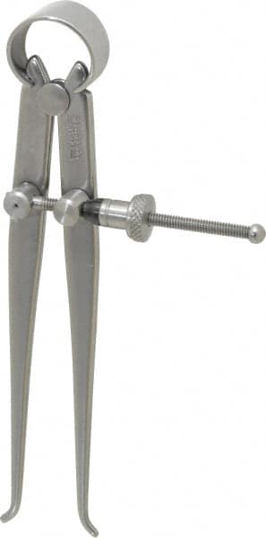 Starrett - 4 Inch Leg, Spring Joint, Steel, Polished, Inside Caliper - 4 Inch Max Measurement, 100mm Max Measurement, Flat Leg with Quick Nut Adjustment - Caliber Tooling