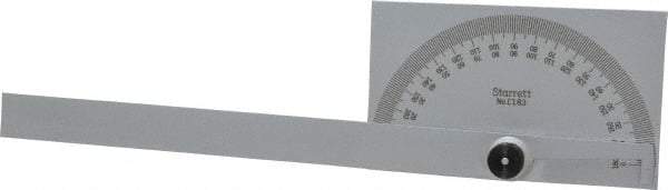 Starrett - 6 Inch Long Blade, 180° Max Measurement, 1° Dial Graduation, Rectangular Head Protractor - 0 to 180 Dial Range - Caliber Tooling