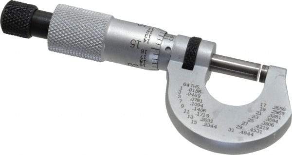 Starrett - 0 to 1/2" Range, 0.0001" Graduation, Mechanical Outside Micrometer - Ratchet Stop Thimble, Accurate to 0.00005" - Caliber Tooling