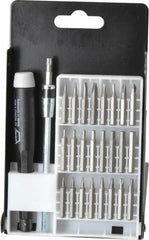 Wiha - 27 Piece, Screwdriver Micro Bit Set - #000, #00, #0 & #1 Phillips, 0.05 to 5/32" Hex, T3 to T15 Torx, 0.06, 0.08, 0.12 & 0.16 Slotted - Caliber Tooling