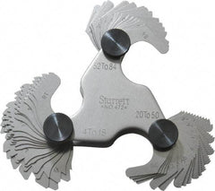 Starrett - 51 Leaf, 4 to 84 TPI Range, Steel Screw Pitch Gage - 60° Thread Angle - Caliber Tooling