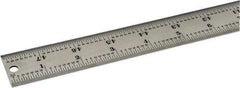 Starrett - 48" Long, 1/64, 1/32, 1/16, 1/8" Graduation, Rigid Spring Steel Rule - 4R Graduation Style, 1-1/4" Wide, Silver, Satin Chrome Finish - Caliber Tooling