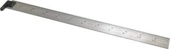 Starrett - 12" Long, 1/64, 1/32, 1/16, 1/8" Graduation, Rigid Spring Steel Rule - 4R Graduation Style, 1" Wide, Silver - Caliber Tooling