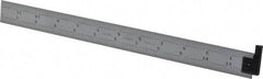 Starrett - 12" Long, 1/64, 1/32, 1/16, 1/8" Graduation, Rigid Spring Steel Rule - 4R Graduation Style, 1" Wide, Silver, Satin Chrome Finish - Caliber Tooling