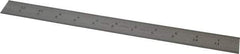 Starrett - 12" Long, 1/50, 1/10" Graduation, Rigid Spring Steel Rule - 6R Graduation Style, 1" Wide, Silver, Satin Chrome Finish - Caliber Tooling