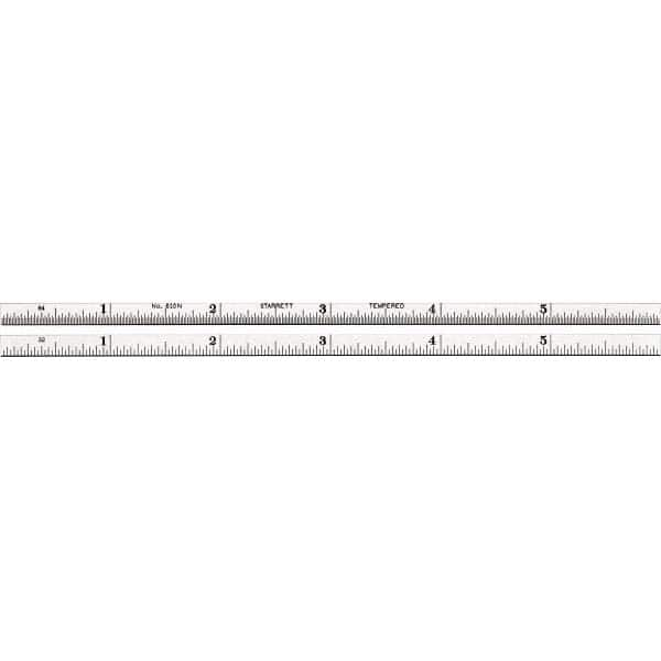 Starrett - 6" Long, 1/64, 1/32" Graduation, Rigid Spring Steel Rule - Caliber Tooling