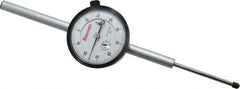 Starrett - 2" Range, 0-100 Dial Reading, 0.001" Graduation Dial Drop Indicator - 2-1/4" Dial, 0.1" Range per Revolution, Revolution Counter - Caliber Tooling