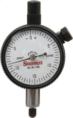 Starrett - 0.075" Range, 0-15-0 Dial Reading, 0.0005" Graduation Dial Drop Indicator - 1-11/16" Dial, 0.03" Range per Revolution, Revolution Counter - Caliber Tooling