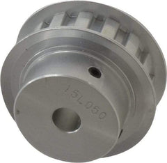 Power Drive - 15 Tooth, 3/8" Inside x 1.76" Outside Diam, Hub & Flange Timing Belt Pulley - 1/2" Belt Width, 1.79" Pitch Diam, 0.719" Face Width, Aluminum - Caliber Tooling