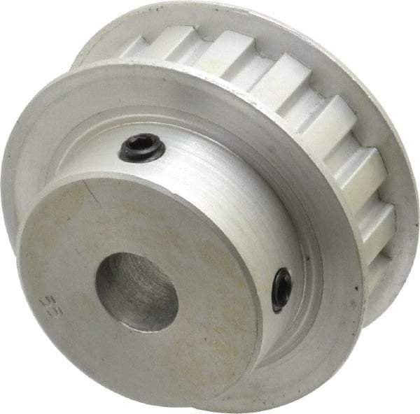 Power Drive - 17 Tooth, 1/2" Inside x 2" Outside Diam, Hub & Flange Timing Belt Pulley - 1/2" Belt Width, 2.029" Pitch Diam, 0.719" Face Width, Aluminum - Caliber Tooling