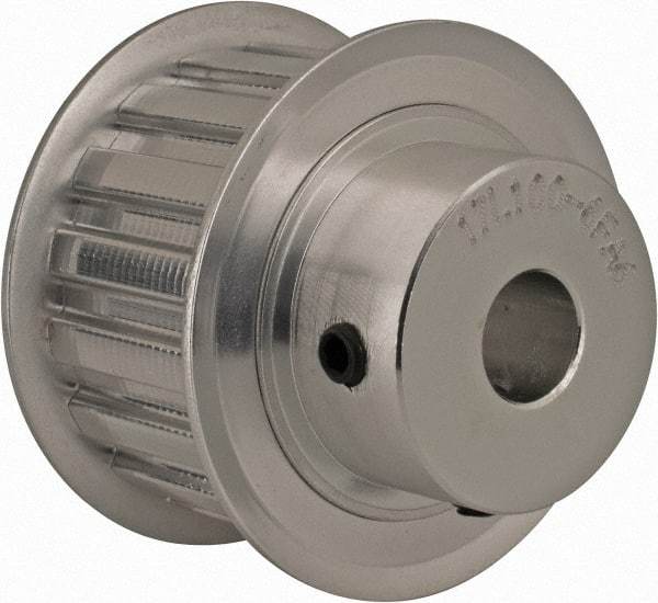 Power Drive - 17 Tooth, 1/2" Inside x 2" Outside Diam, Hub & Flange Timing Belt Pulley - 1" Belt Width, 2.029" Pitch Diam, 1-1/4" Face Width, Aluminum - Caliber Tooling