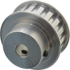 Power Drive - 18 Tooth, 1/2" Inside x 2.119" Outside Diam, Hub & Flange Timing Belt Pulley - 3/4" Belt Width, 2.149" Pitch Diam, 1" Face Width, Aluminum - Caliber Tooling