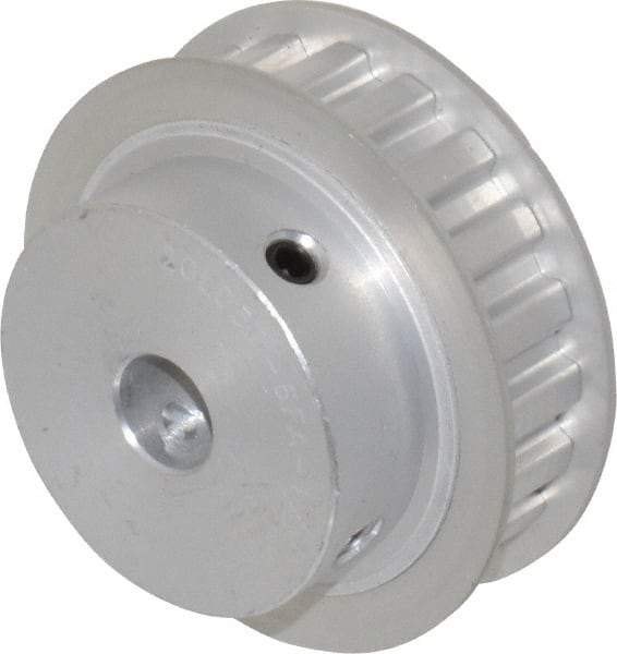 Power Drive - 20 Tooth, 1/2" Inside x 2.357" Outside Diam, Hub & Flange Timing Belt Pulley - 1/2" Belt Width, 2.387" Pitch Diam, 0.719" Face Width, Aluminum - Caliber Tooling