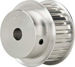 Power Drive - 21 Tooth, 1/2" Inside x 2.477" Outside Diam, Hub & Flange Timing Belt Pulley - 1" Belt Width, 2.507" Pitch Diam, 1-1/4" Face Width, Aluminum - Caliber Tooling