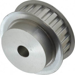 Power Drive - 22 Tooth, 1/2" Inside x 2.596" Outside Diam, Hub & Flange Timing Belt Pulley - 3/4" Belt Width, 2.626" Pitch Diam, 1" Face Width, Aluminum - Caliber Tooling