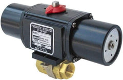 Gemini Valve - 1" Pipe, 720 psi WOG Rating Brass Pneumatic Spring Return with Solenoid Actuated Ball Valve - Reinforced PTFE Seal, Standard Port, Threaded (NPT) End Connection - Caliber Tooling