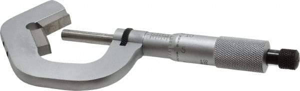 Starrett - 0.078 to 1 Inch Measurement, 0.0001 Inch Graduation, 5 Flutes Measured, Ratchet Stop Thimble, Mechanical V Anvil Micrometer - Satin Chrome Finish, Carbide - Caliber Tooling