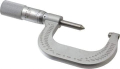 Starrett - 1 to 2" Range, Mechanical Screw Thread Micrometer - Plain Thimble, 0.001" Graduation, 0.004mm Accuracy - Caliber Tooling