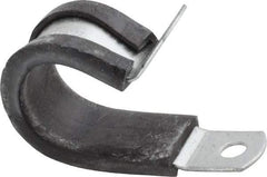 Made in USA - 3/4" Pipe, 3/4" Rod, Cushion Clamp - Gray & Black, Galvanized Steel & EPDM Cushion - Caliber Tooling