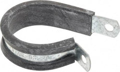 Made in USA - 1-1/4" Pipe, 1-1/4" Rod, Cushion Clamp - Gray & Black, Galvanized Steel & EPDM Cushion - Caliber Tooling