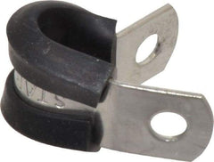 Made in USA - 1/4" Pipe, 1/4" Rod, Cushion Clamp - Gray & Black, Grade 304 Stainless Steel & EPDM Cushion - Caliber Tooling