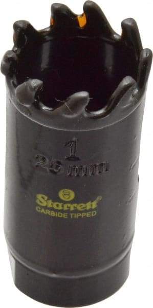 Starrett - 1" Diam, 1-5/8" Cutting Depth, Hole Saw - Carbide-Tipped Saw, Toothed Edge - Caliber Tooling